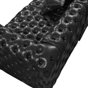 English Elm Faux Leather Modular Sectional Sofa with Italian Button Tufted Design and 26 Layouts Black W1885P510000