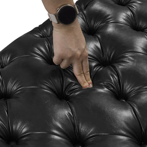 English Elm Faux Leather Modular Sectional Sofa with Italian Button Tufted Design and 26 Layouts Black W1885P510000