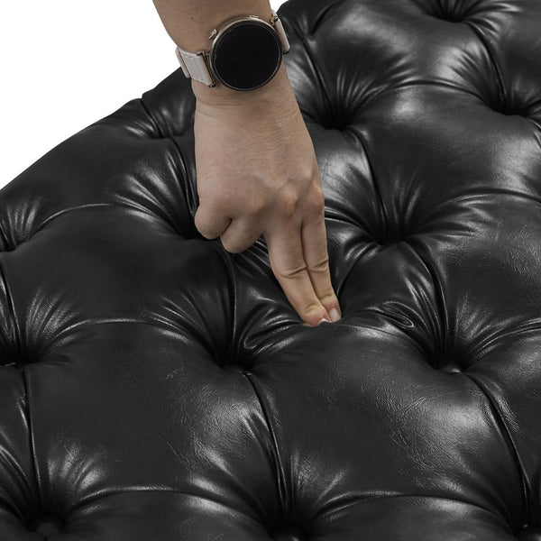 English Elm Faux Leather Modular Sectional Sofa with Italian Button Tufted Design and 26 Layouts Black W1885P510000
