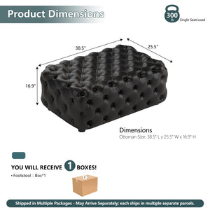 English Elm Faux Leather Modular Sectional Sofa with Italian Button Tufted Design and 26 Layouts Black W1885P510000