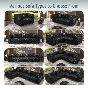 English Elm Faux Leather Modular Sectional Sofa with Italian Button Tufted Design and 26 Layouts Black W1885P510000