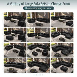 English Elm Faux Leather Modular Sectional Sofa with Italian Button Tufted Design and 26 Layouts Black W1885P510000