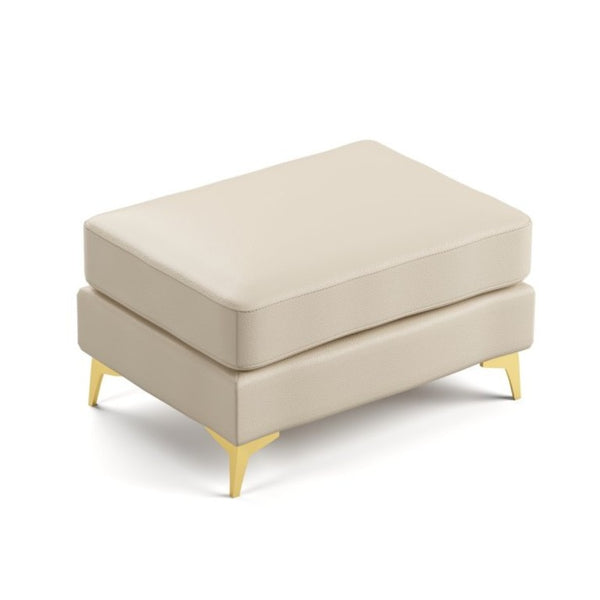English Elm Light Luxury Faux Leather Chesterfield Ottoman Tufted Modular Footrest for Living Room Beige White W1885P528782