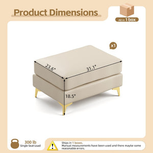 English Elm Light Luxury Faux Leather Chesterfield Ottoman Tufted Modular Footrest for Living Room Beige White W1885P528782