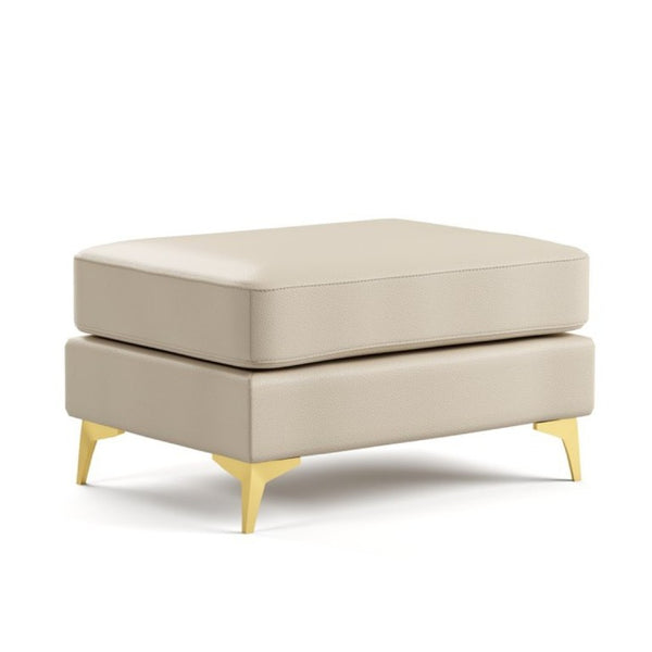 English Elm Light Luxury Faux Leather Chesterfield Ottoman Tufted Modular Footrest for Living Room Beige White W1885P528782