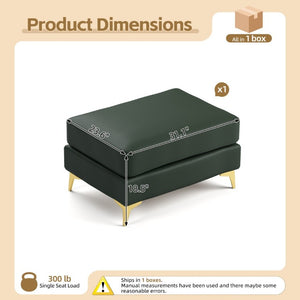 English Elm Light Luxury Faux Leather Chesterfield Ottoman Tufted Modular Footrest for Living Room Green W1885P528783