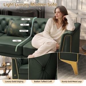 English Elm Light Luxury Faux Leather Chesterfield Ottoman Tufted Modular Footrest for Living Room Green W1885P528783