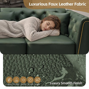 English Elm Light Luxury Faux Leather Chesterfield Ottoman Tufted Modular Footrest for Living Room Green W1885P528783