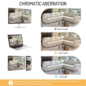 English Elm 118 Inch Chenille Sectional Sleeper Sofa with Nailhead Rolled Arms Six Seat Living Room W1885S00257