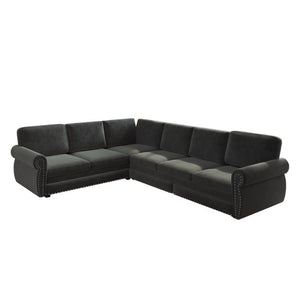 English Elm 118 Inch Chenille Sectional Sleeper Sofa with Nailhead Trim and Rolled Arms for Living Room W1885S00259