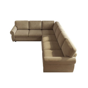 English Elm 118 Inch Chenille Sectional Sleeper Sofa with Nailhead Rolled Arms for Living Room W1885S00261