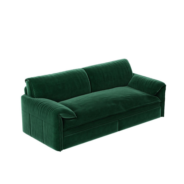 English Elm 66" Queen Sleeper Sofa Velvet Convertible Loveseat with Storage for Studio Apartments W1885S00325