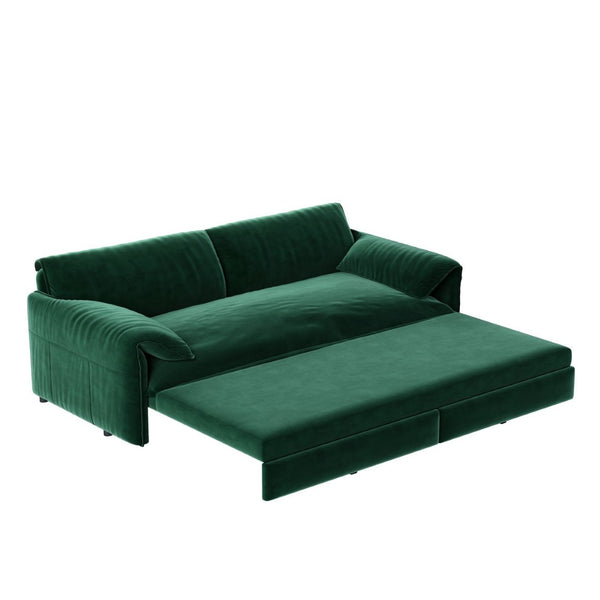 English Elm 66" Queen Sleeper Sofa Velvet Convertible Loveseat with Storage for Studio Apartments W1885S00325
