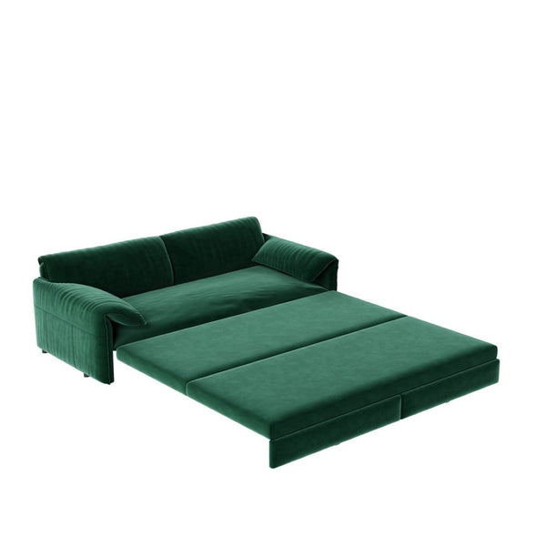 English Elm 66" Queen Sleeper Sofa Velvet Convertible Loveseat with Storage for Studio Apartments W1885S00325