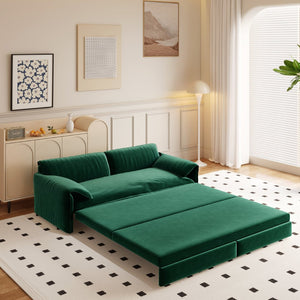 English Elm 66" Queen Sleeper Sofa Velvet Convertible Loveseat with Storage for Studio Apartments W1885S00325