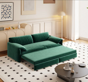 English Elm 66" Queen Sleeper Sofa Velvet Convertible Loveseat with Storage for Studio Apartments W1885S00325