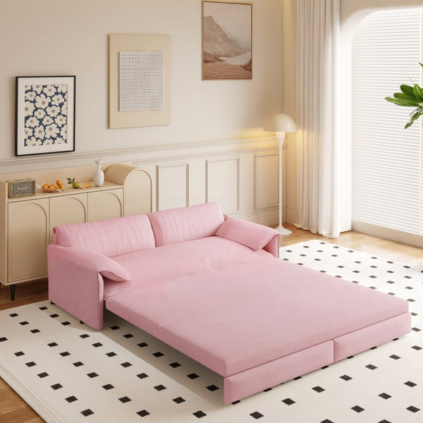 English Elm 66 Inch Velvet Convertible Sleeper Loveseat with Queen Pullout Bed and Side Storage W1885S00327