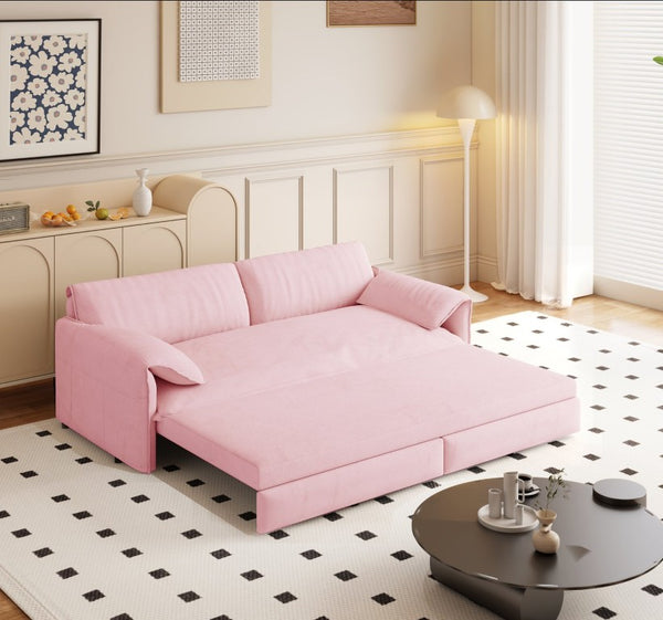 English Elm 66 Inch Velvet Convertible Sleeper Loveseat with Queen Pullout Bed and Side Storage W1885S00327