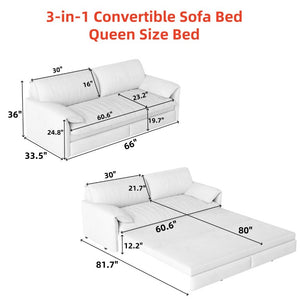 English Elm 66 Inch Velvet Convertible Sleeper Loveseat with Queen Pullout Bed and Side Storage W1885S00327