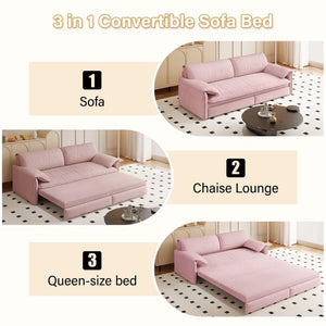 English Elm 66 Inch Velvet Convertible Sleeper Loveseat with Queen Pullout Bed and Side Storage W1885S00327