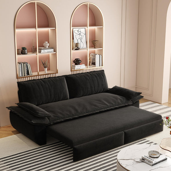 English Elm 73.2"queen Velvet Convertible Sleeper Sofa with Queen Bed Pull Out for Studio Living W1885S00329