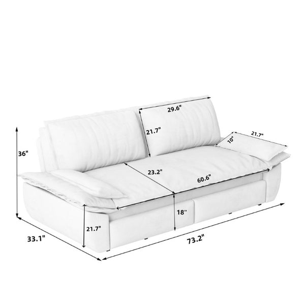 English Elm 73.2 Inch Convertible Corduroy Sleeper Loveseat Sofa with Pull Out Bed for Studio Rooms Orange W1885S00336