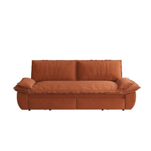 English Elm 73.2 Inch Convertible Corduroy Sleeper Loveseat Sofa with Pull Out Bed for Studio Rooms Orange W1885S00336