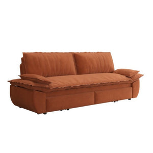 English Elm 73.2 Inch Convertible Corduroy Sleeper Loveseat Sofa with Pull Out Bed for Studio Rooms Orange W1885S00336