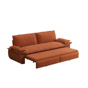 English Elm 73.2 Inch Convertible Corduroy Sleeper Loveseat Sofa with Pull Out Bed for Studio Rooms Orange W1885S00336