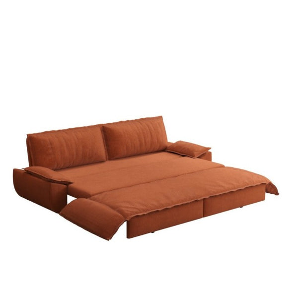 English Elm 73.2 Inch Convertible Corduroy Sleeper Loveseat Sofa with Pull Out Bed for Studio Rooms Orange W1885S00336
