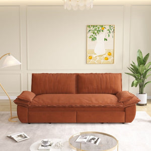 English Elm 73.2 Inch Convertible Corduroy Sleeper Loveseat Sofa with Pull Out Bed for Studio Rooms Orange W1885S00336