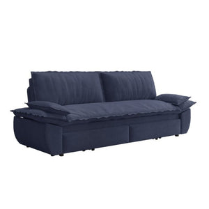 English Elm 73.2 Inch Convertible Corduroy Sleeper Loveseat Sofa with Pull Out Bed for Studio Rooms Blue W1885S00338