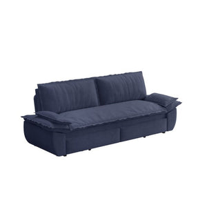 English Elm 73.2 Inch Convertible Corduroy Sleeper Loveseat Sofa with Pull Out Bed for Studio Rooms Blue W1885S00338