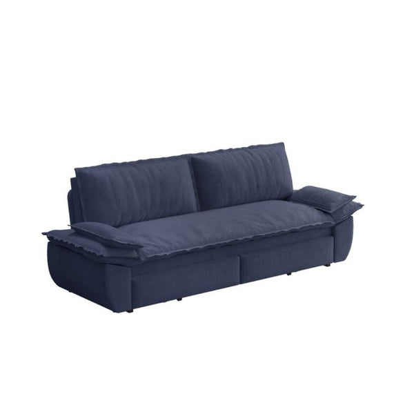 English Elm 73.2 Inch Convertible Corduroy Sleeper Loveseat Sofa with Pull Out Bed for Studio Rooms Blue W1885S00338