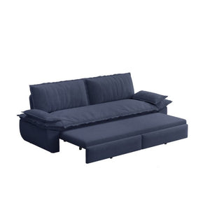 English Elm 73.2 Inch Convertible Corduroy Sleeper Loveseat Sofa with Pull Out Bed for Studio Rooms Blue W1885S00338