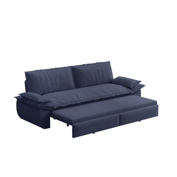 English Elm 73.2 Inch Convertible Corduroy Sleeper Loveseat Sofa with Pull Out Bed for Studio Rooms Blue W1885S00338