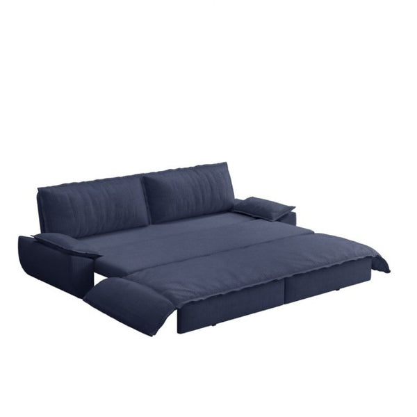 English Elm 73.2 Inch Convertible Corduroy Sleeper Loveseat Sofa with Pull Out Bed for Studio Rooms Blue W1885S00338