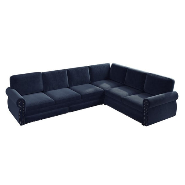 English Elm 118 Inch Oversized Chenille Sectional Sleeper Sofa with Nailhead Trim for Living Room W1885S00369