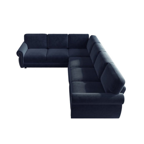 English Elm 118 Inch Oversized Chenille Sectional Sleeper Sofa with Nailhead Trim for Living Room W1885S00369