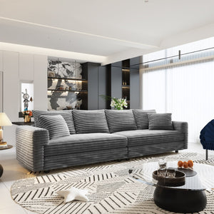 English Elm 102.4 Inch Plush Corduroy Cloud Sofa Deep Seat Convertible Couch for Modern Living Grey W1885S00455