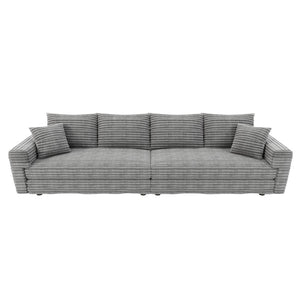 English Elm 102.4 Inch Plush Corduroy Cloud Sofa Deep Seat Convertible Couch for Modern Living Grey W1885S00455