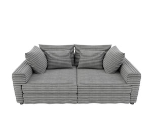 English Elm 102.4 Inch Plush Corduroy Cloud Sofa Deep Seat Convertible Couch for Modern Living Grey W1885S00455