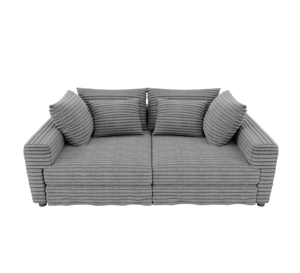 English Elm 102.4 Inch Plush Corduroy Cloud Sofa Deep Seat Convertible Couch for Modern Living Grey W1885S00455