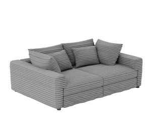 English Elm 102.4 Inch Plush Corduroy Cloud Sofa Deep Seat Convertible Couch for Modern Living Grey W1885S00455