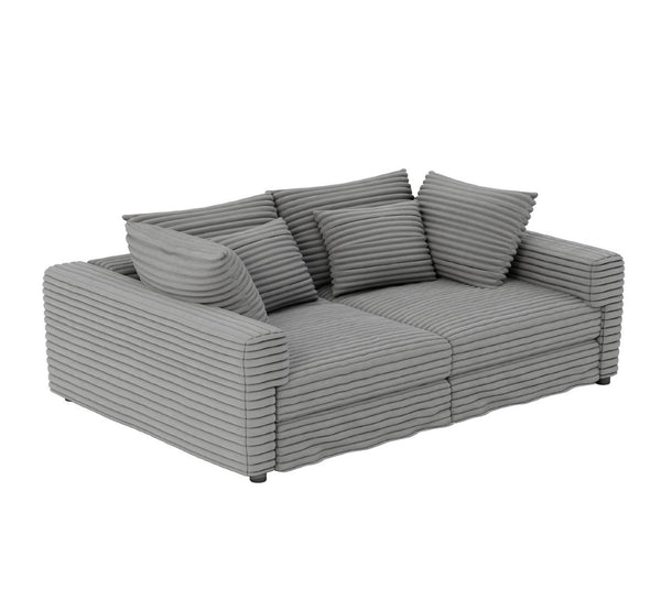 English Elm 102.4 Inch Plush Corduroy Cloud Sofa Deep Seat Convertible Couch for Modern Living Grey W1885S00455