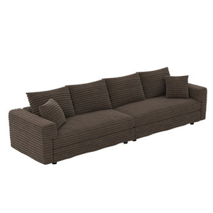 English Elm 102.4 Inch Plush Corduroy Cloud Sofa Oversized Four Seat Convertible Lounge Couch W1885S00456