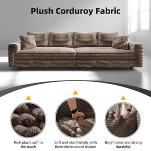 English Elm 102.4 Inch Plush Corduroy Cloud Sofa Oversized Four Seat Convertible Lounge Couch W1885S00456