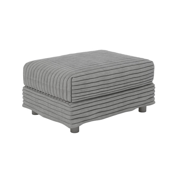 English Elm 102.4 Plush Corduroy Cloud Sofa Seats Four with Movable Ottoman for Living Room Grey W1885S00460