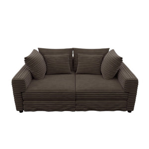 English Elm 102.4 Inch Plush Corduroy Cloud Sofa with Movable Ottoman and Deep Seat Cushions W1885S00461