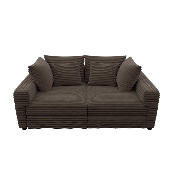 English Elm 102.4 Inch Plush Corduroy Cloud Sofa with Movable Ottoman and Deep Seat Cushions W1885S00461